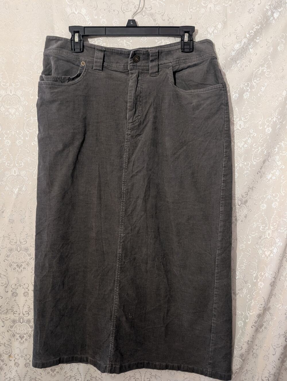 Christopher & Banks Charcoal Gray Corduroy Skirt Women's